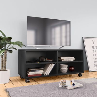 vidaXL Meuble TV avec roulettes Noir 90x35x35 cm Bois d'ingénierie