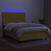 vidaXL Sommier &agrave; lattes de lit et matelas et LED Vert 140x200 cm Tissu