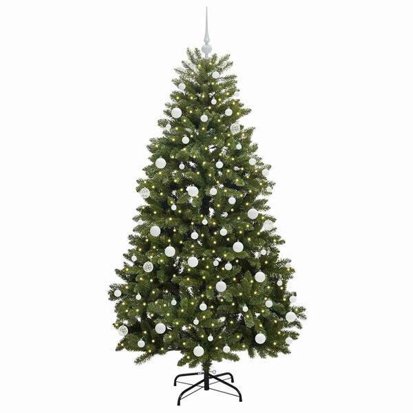 vidaXL Sapin de No&euml;l artificiel avec 300 LED Vert 180 cm PVC et m&eacute;tal