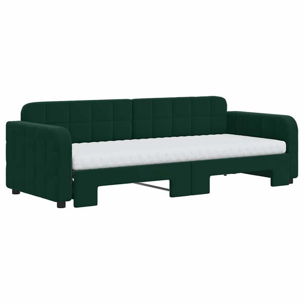 vidaXL Lit de jour avec gigogne et matelas vert fonc&eacute; 80x200cm velours