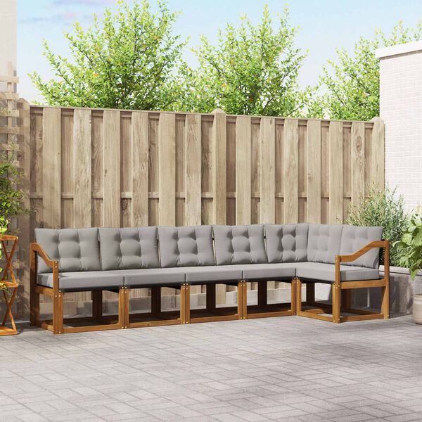 vidaXL Ensemble de canap&eacute;s d'ext&eacute;rieur 6 pcs Gris Naturel et Clair