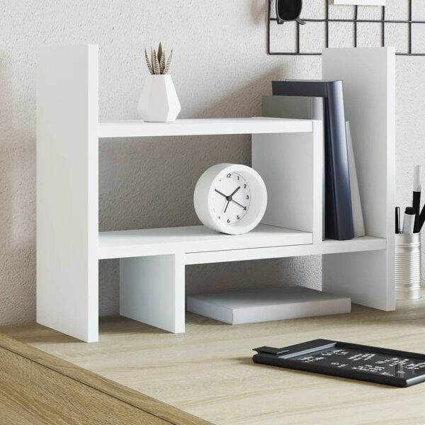vidaXL Organisateur de bureau blanc 38,5x17x39 cm bois d'ing&eacute;nierie