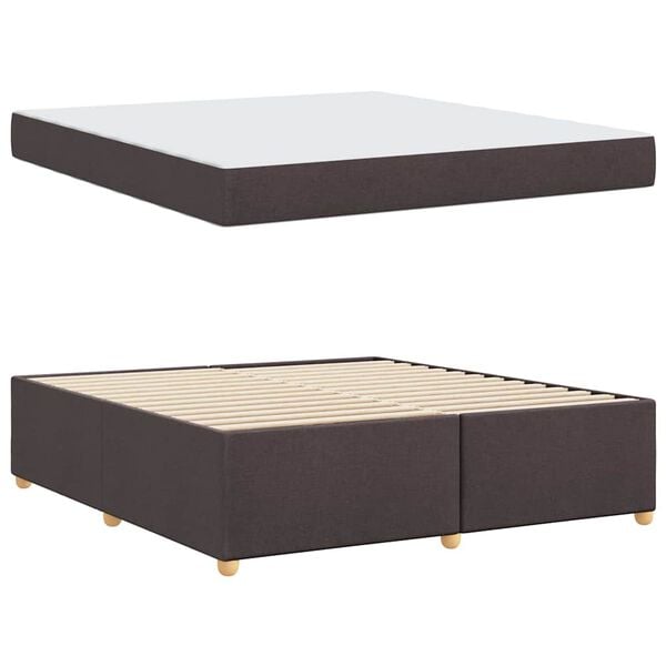 vidaXL Cadre de lit avec matelas Marron fonc&eacute; 180 x 200 cm tissu