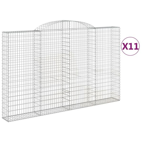 vidaXL Paniers &agrave; gabions arqu&eacute;s 11 pcs 300x30x180/200 cm fer galvanis&eacute;