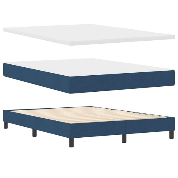 vidaXL Lit &agrave; ressorts avec matelas Bleu 190 x 140 cm Polyester