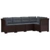 vidaXL Canap&eacute; de Jardin 5 Places avec Coussins Aspect Rotin PP Marron