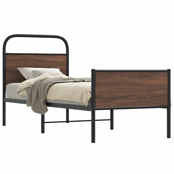 vidaXL Cadre de lit sans matelas 75x190cm ch&ecirc;ne marron bois ing&eacute;nierie