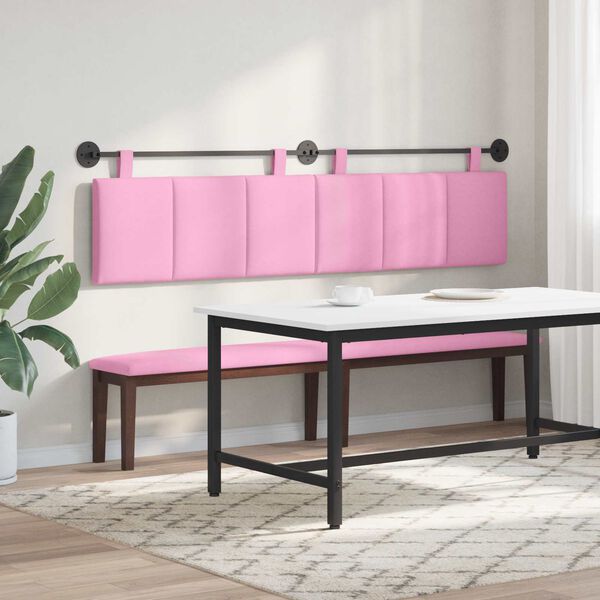 vidaXL T&ecirc;te de lit suspendue Montage mural Rose 210 x 55 x 5 cm tissu