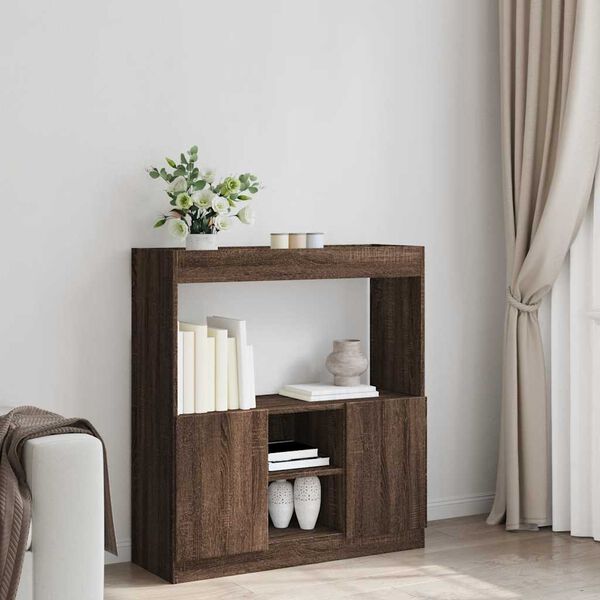 vidaXL Buffet haut ch&ecirc;ne marron 92x33x100 cm bois d'ing&eacute;nierie