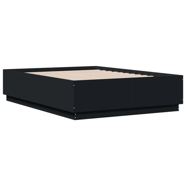 vidaXL Cadre de lit avec LED sans matelas noir 140x190 cm