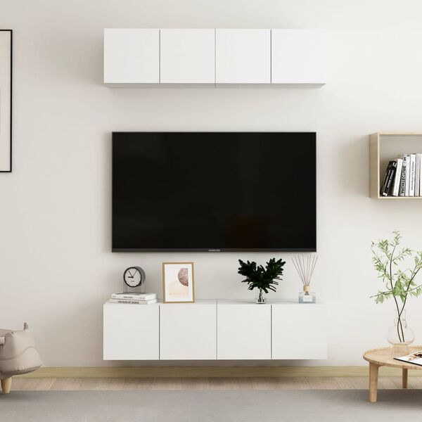 vidaXL Meubles TV 4 pcs Blanc 60x30x30 cm Agglom&eacute;r&eacute;