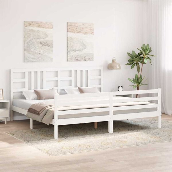 vidaXL Cadre de lit sans matelas blanc 200x200 cm bois massif