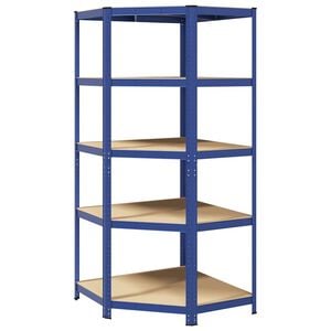 vidaXL &Eacute;tag&egrave;re d'angle &agrave; 5 niveaux Bleu Acier et bois d'ing&eacute;nierie
