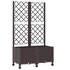 vidaXL Bac de jardin avec treillis et roues Marron 80 x 40 x 146 cm PP