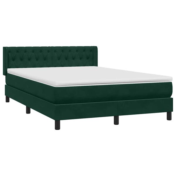 vidaXL Sommier &agrave; lattes de lit et matelas vert fonc&eacute; 160x220cm velours