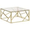 vidaXL Table basse dor&eacute; acier inoxydable et verre tremp&eacute;