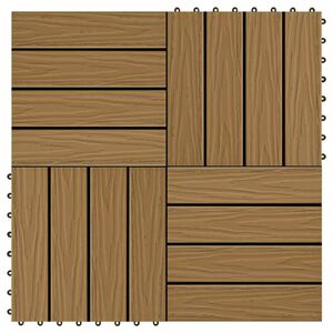 vidaXL Carreau de terrasse en relief 11 pcs WPC 30x30 cm 1 m&sup2;