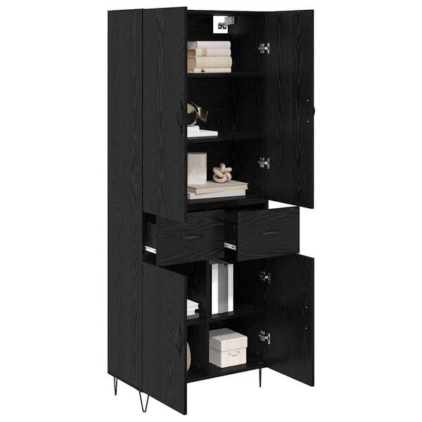 vidaXL Haut Armoire 2 pcs Ch&ecirc;ne noir Bois d'ing&eacute;nierie et verre