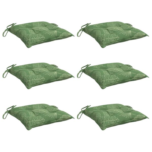 vidaXL Coussins de chaise lot de 6 &agrave; motif de feuilles 40x40x7cm tissu