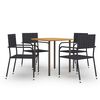 vidaXL Ensemble &agrave; manger de jardin 5 pcs R&eacute;sine tress&eacute;e Noir