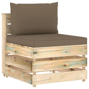 vidaXL Canap&eacute; central sectionnel avec coussins Bois impr&eacute;gn&eacute; de vert