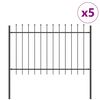 vidaXL Cl&ocirc;ture de jardin 5 pcs Gris 8,5 x 1 m Acier rev&ecirc;tu de poudre