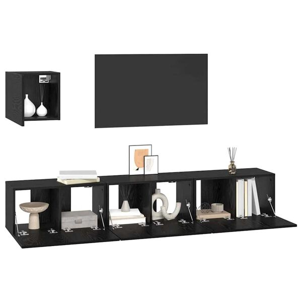 vidaXL Ensemble meuble TV 4 pcs Chêne noir Bois d'ingénierie