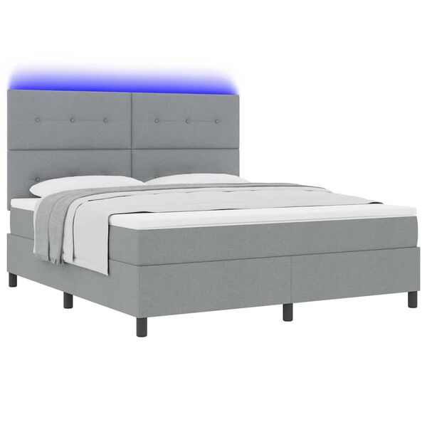 vidaXL Lit &agrave; ressorts avec matelas Gris clair 180 x 200 cm tissu