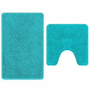 vidaXL Ensemble de tapis de bain antid&eacute;rapants 2 pcs Turquoise PP