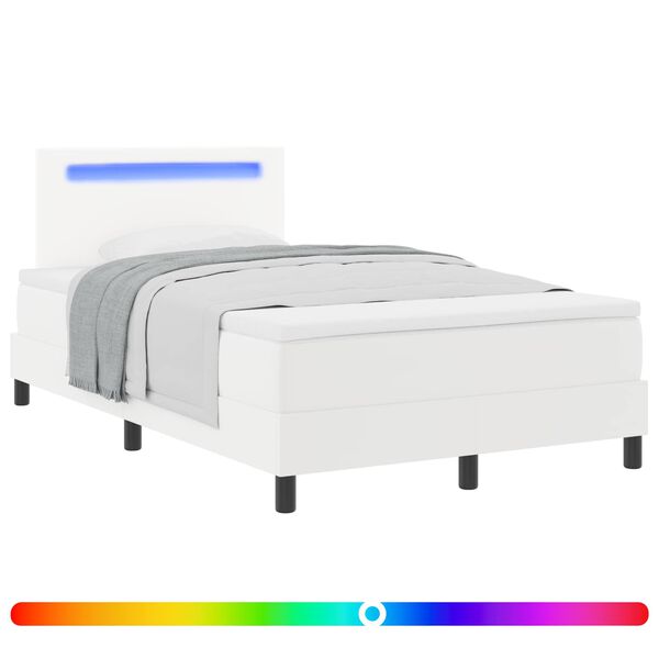 vidaXL Lit &agrave; ressorts avec matelas Blanc 120 x 200 cm Simili cuir