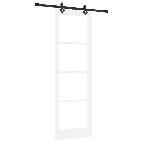 vidaXL Porte coulissante Blanc 78 x 232 cm Bois de pin massif et verre