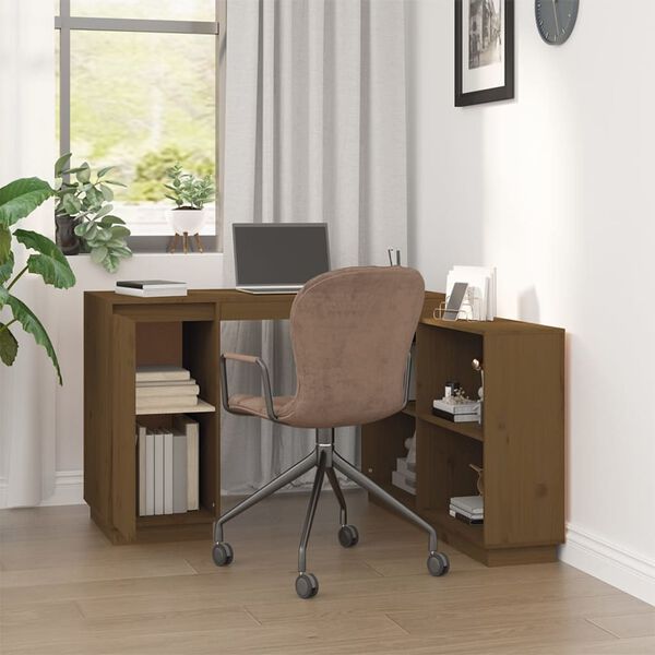 vidaXL Bureau Marron miel 110x50x75 cm Bois massif de pin