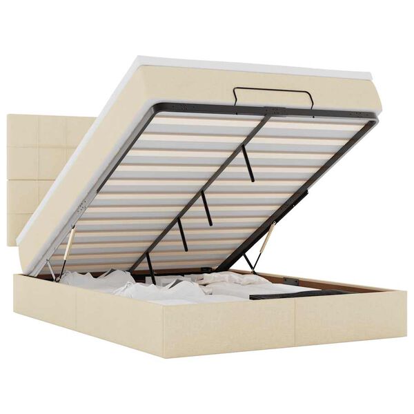 VidaXL Cadre de lit ottoman avec matelas cr&egrave;me 140x190 cm tissu
