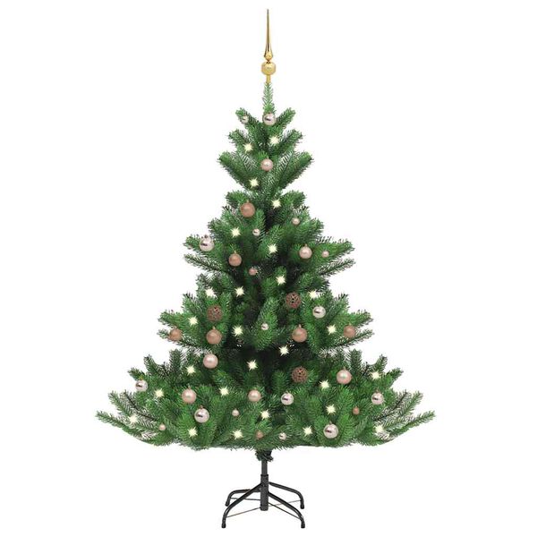 vidaXL Sapin de No&euml;l artificiel Nordmann avec LED et boules Vert 120cm