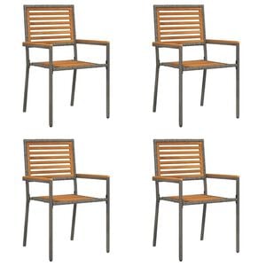 vidaXL Chaises empilables de jardin 4 pcs Marron et gris