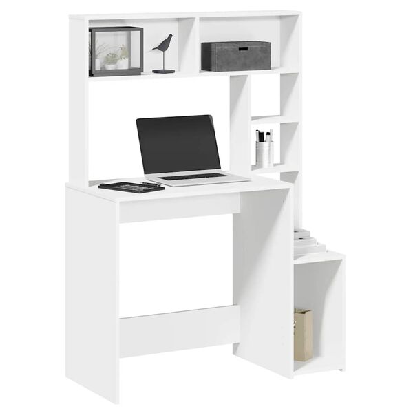 vidaXL Bureau avec &eacute;tag&egrave;res blanc 100x45x140 cm bois d'ing&eacute;nierie