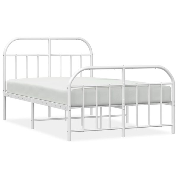 vidaXL Cadre de lit m&eacute;tal sans matelas et pied de lit blanc 120x200 cm