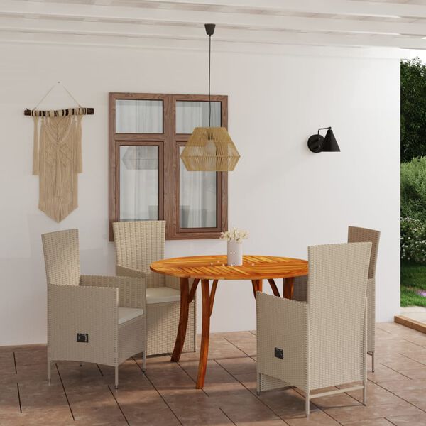 vidaXL Ensemble &agrave; manger de jardin 5 pcs beige