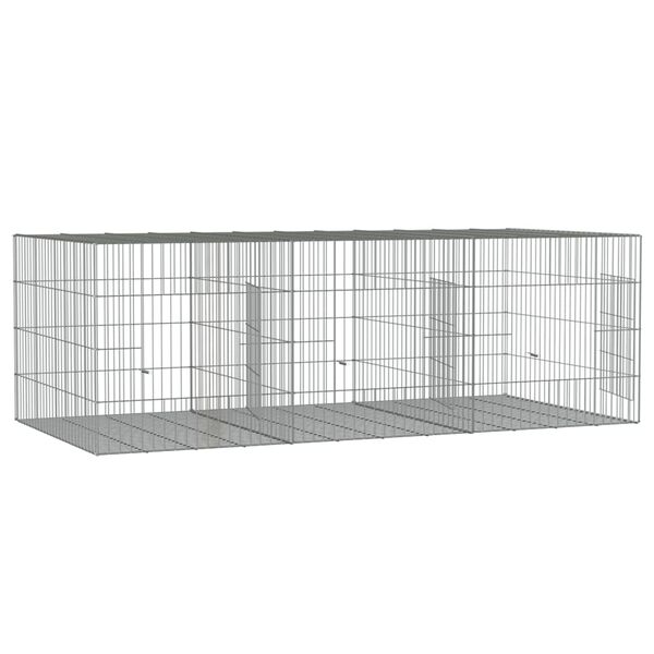 vidaXL Cage à lapin 3 panneaux 163x79x54 cm Fer galvanisé