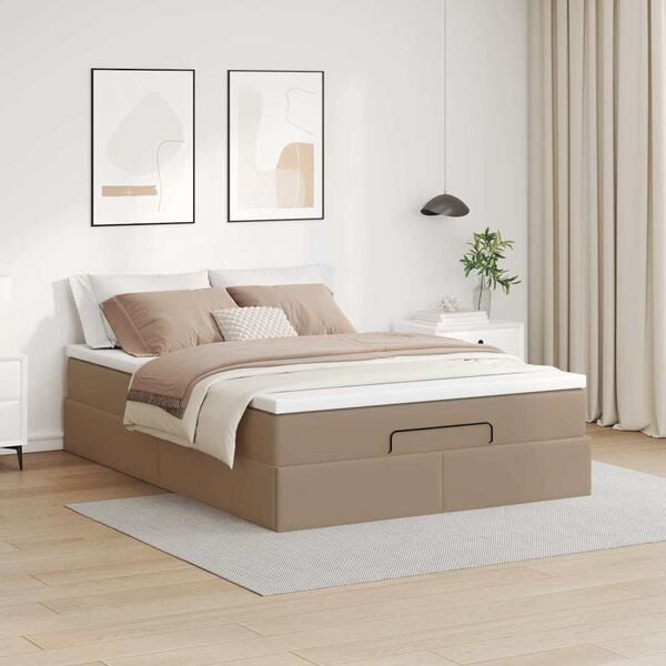 vidaXL Cadre de lit ottoman et matelas cappuccino 140x200cm similicuir