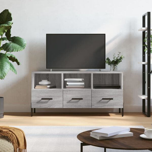 vidaXL Meuble TV sonoma gris 102x36x50 cm bois d'ing&eacute;nierie