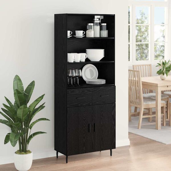vidaXL Haut Armoire avec tiroir Ch&ecirc;ne noir 69,5 x 34 x 180 cm