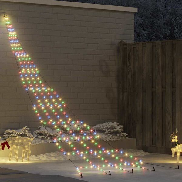 vidaXL Arbre de No&euml;l LED avec piquets au sol Multicolore 511 cm M&eacute;tal