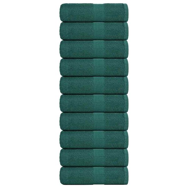 vidaXL Serviettes de toilette 10 pi&egrave;ces FROGN Vert 30 x 30 cm 100 % coton