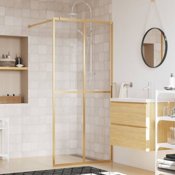 vidaXL Paroi de douche avec verre ESG transparent doré 80x195 cm