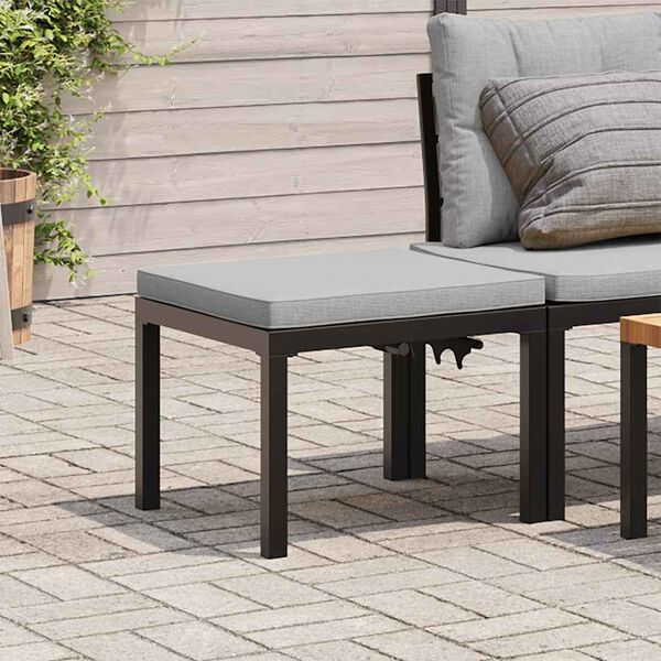 vidaXL Tabouret de jardin avec coussin noir acier enduit de poudre