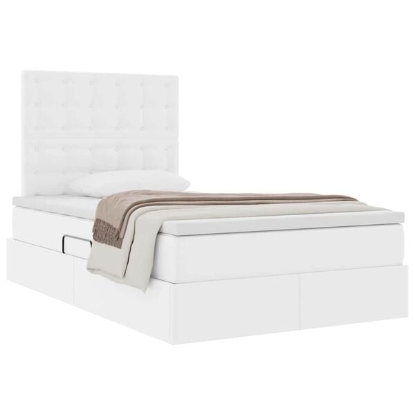 vidaXL Lit de Rangement Blanc 120 x 190 cm Cuir synth&eacute;tique