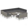 vidaXL Salon de jardin 12 pcs avec coussins R&eacute;sine tress&eacute;e Gris