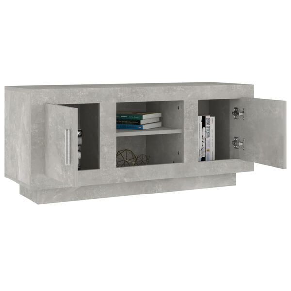 vidaXL Meuble TV gris béton 102x35x45 cm bois d'ingénierie