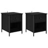 vidaXL Cabinet de chevet avec tiroir 2 pcs Ch&ecirc;ne noir 40 x 42 x 50 cm